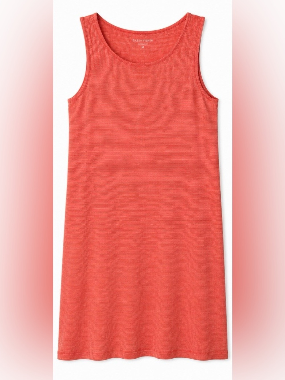 Eileen Fisher Coral 100% Linen Sleeveless Shift Dress Medium